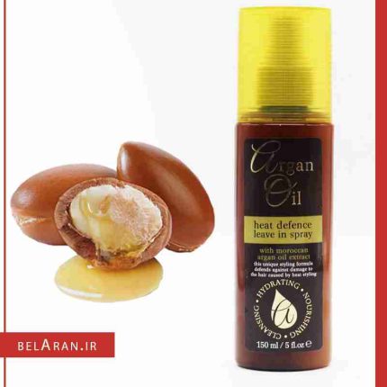 اسپری محافظ حرارت، آب رسان و صاف کننده مو آرگان اویل heat defence leave in spray with argan oil