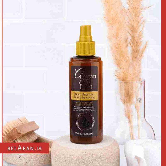 اسپری محافظ حرارت، آب رسان و صاف کننده مو آرگان اویل heat defence leave in spray with argan oil