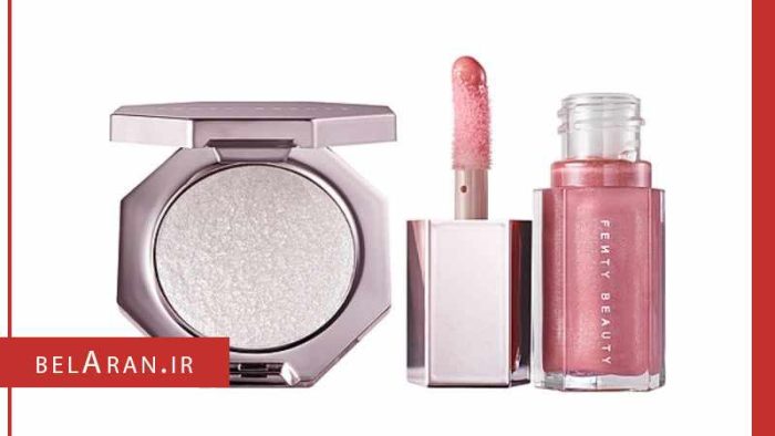 ست لیپ گلاس و هایلایتر الماسی فنتی بیوتی مدل بمبی-بلاران Fenty Beauty Diamond Bomb Baby Mini Face and Lip Set