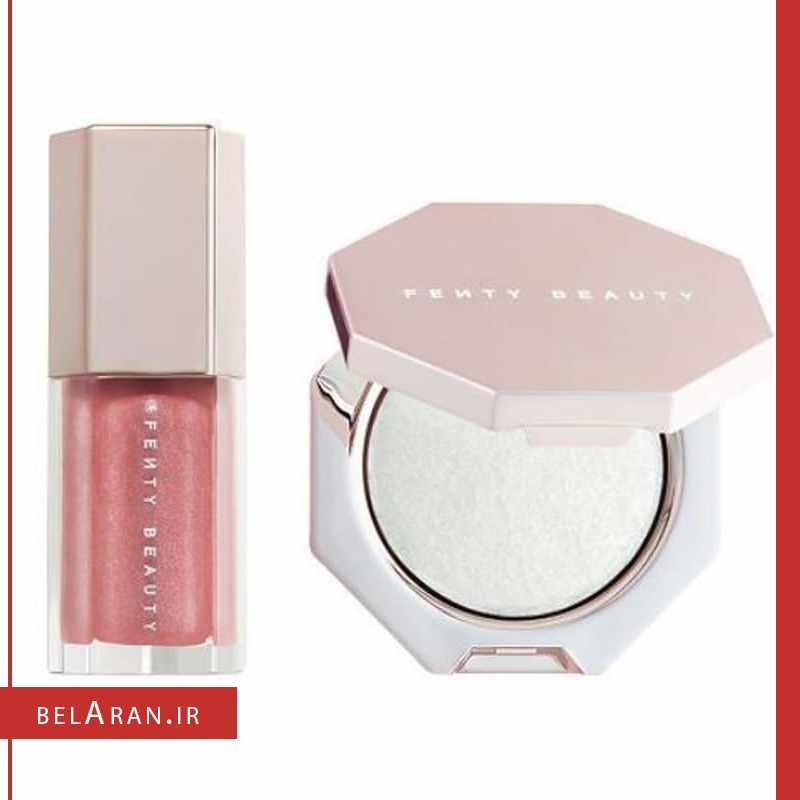 ست لیپ گلاس و هایلایتر الماسی فنتی بیوتی مدل بمبی-بلاران Fenty Beauty Diamond Bomb Baby Mini Face and Lip Set