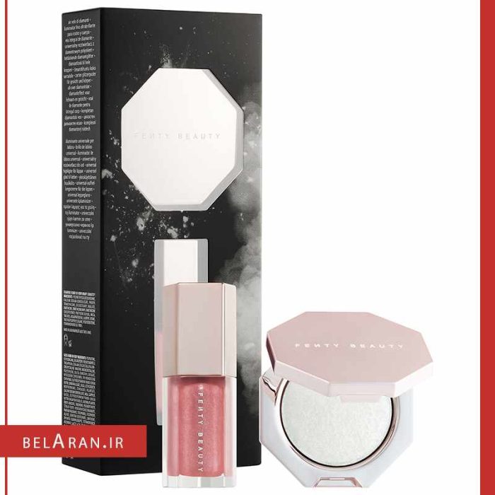ست لیپ گلاس و هایلایتر الماسی فنتی بیوتی مدل بمبی-بلاران Fenty Beauty Diamond Bomb Baby Mini Face and Lip Set