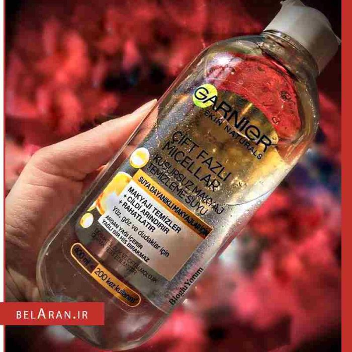 محلول آرایش پاک کن دوفاز گارنیر پوست چرب میسلار واتر GARNIER SKIN NATURALS CIFT FAZLI MICELLAR 400ML