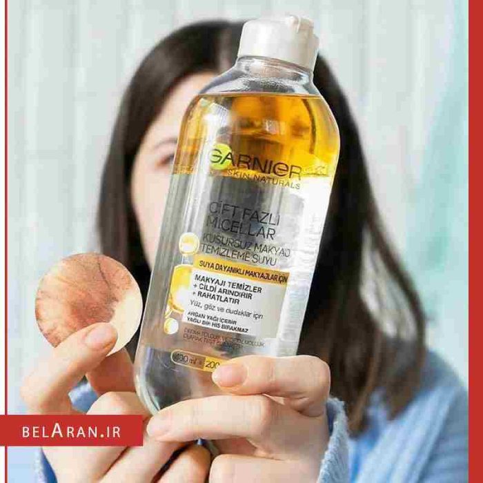 محلول آرایش پاک کن دوفاز گارنیر پوست چرب میسلار واتر GARNIER SKIN NATURALS CIFT FAZLI MICELLAR 400ML