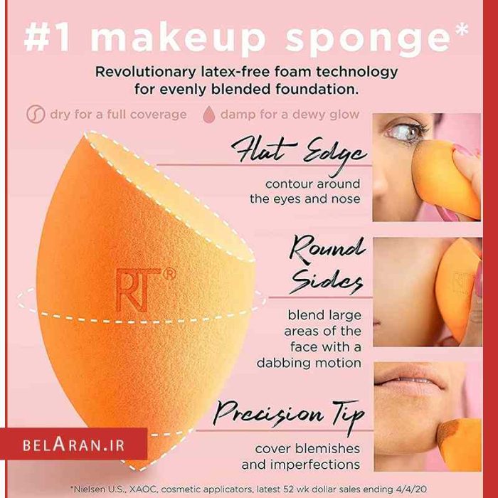 ست براش ریل تکنیک مدل پاپین پرفکشن-بلاران Real Techniques Poppin' Perfection Makeup Brush Set with Makeup Blender Beauty Sponges and Compact Makeup Mirror, Set of 6