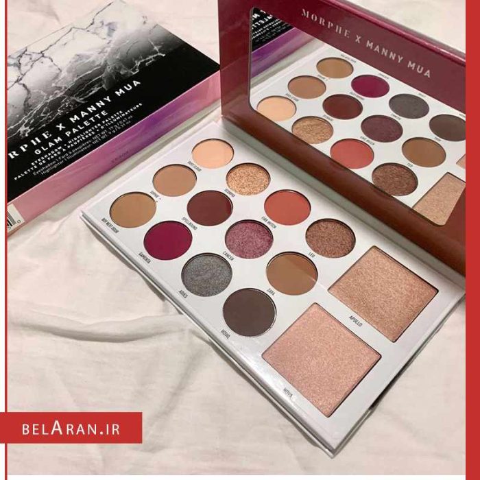 پالت سایه و هایلایتر مورفی ایکس مانی موآ گلام پالت-بلاران MORPHE X MANNY MUA GLAM PALLET EYESHADOW HIGHLIGHTER PALETTE