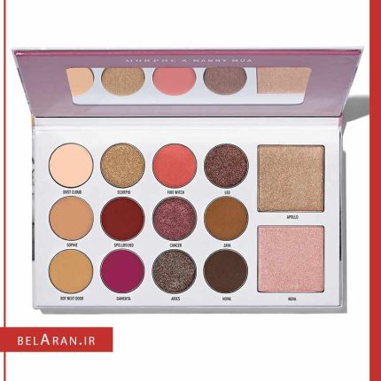 پالت سایه و هایلایتر مورفی ایکس مانی موآ گلام پالت-بلاران MORPHE X MANNY MUA GLAM PALLET EYESHADOW HIGHLIGHTER PALETTE