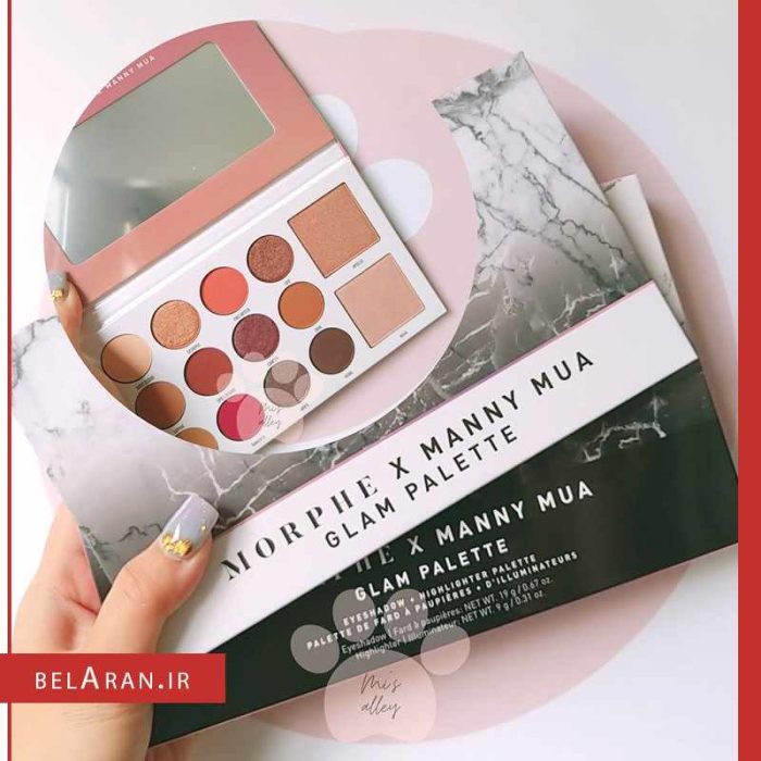 پالت سایه و هایلایتر مورفی ایکس مانی موآ گلام پالت-بلاران MORPHE X MANNY MUA GLAM PALLET EYESHADOW HIGHLIGHTER PALETTE