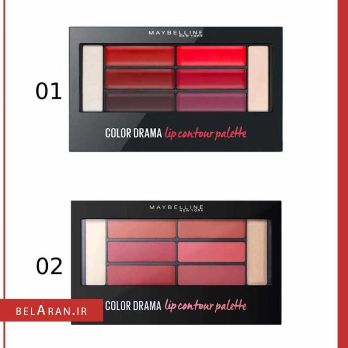 پالت رژلب و کانتور لب میبلین کالر دراما 1-محصولات میبلین-لوازم آرایش اورجینال-بلاران Maybelline color drama lip contour palette 01 crimson vixen Finish Concealer-belaran