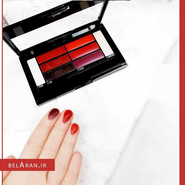 پالت رژلب و کانتور لب میبلین کالر دراما 1-محصولات میبلین-لوازم آرایش اورجینال-بلاران Maybelline color drama lip contour palette 01 crimson vixen Finish Concealer-belaran