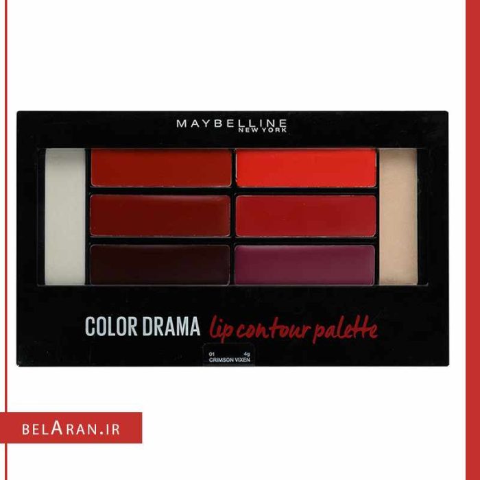 پالت رژلب و کانتور لب میبلین کالر دراما 1-محصولات میبلین-لوازم آرایش اورجینال-بلاران Maybelline color drama lip contour palette 01 crimson vixen Finish Concealer-belaran