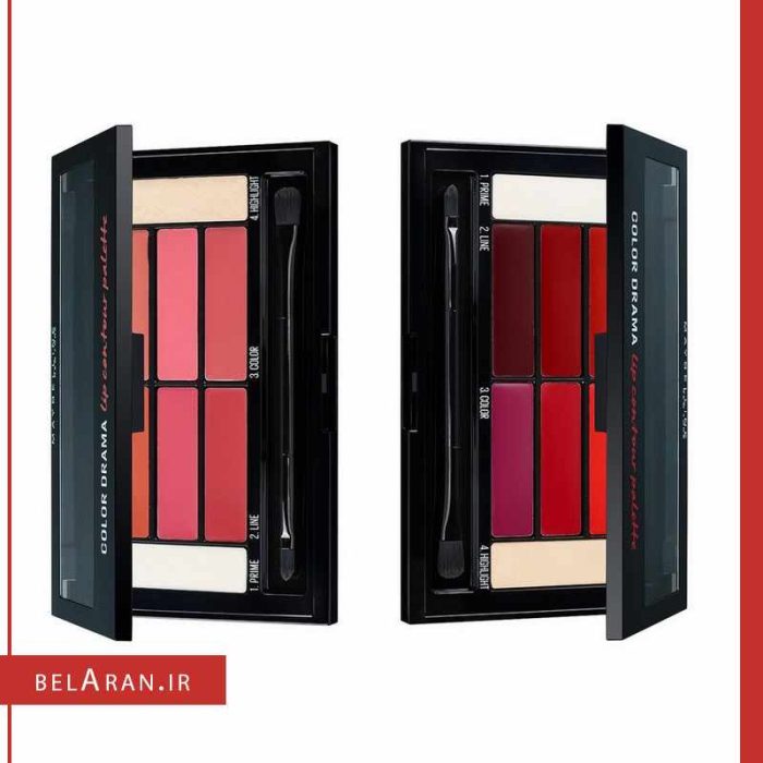 پالت رژلب و کانتور لب میبلین کالر دراما 1-محصولات میبلین-لوازم آرایش اورجینال-بلاران Maybelline color drama lip contour palette 01 crimson vixen Finish Concealer-belaran