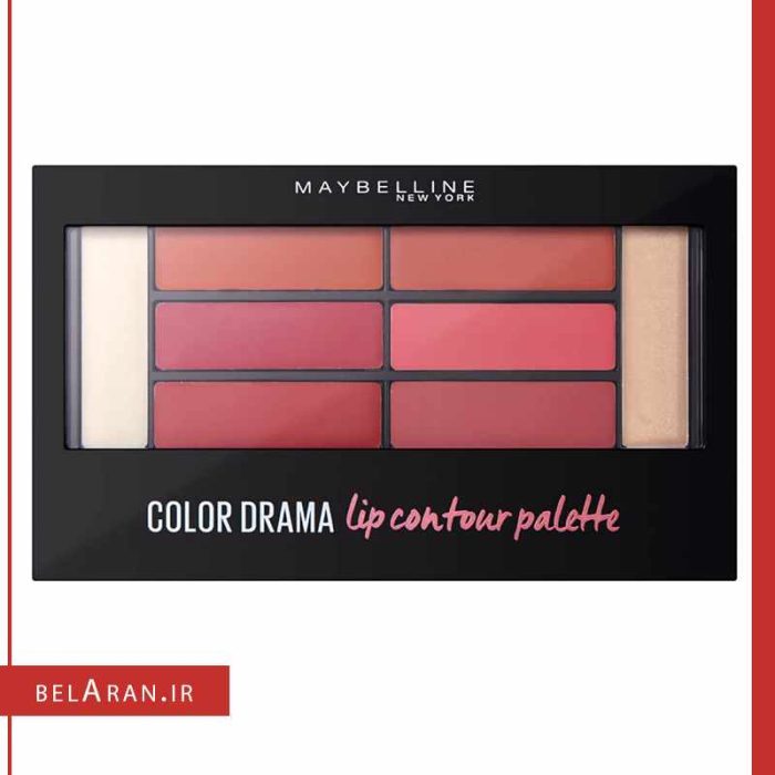 پالت رژلب و کانتور لب میبلین کالر دراما 2-محصولات میبلین-لوازم آرایش اورجینال-بلاران Maybelline color drama lip contour palette 02 crimson vixen Finish Concealer-belaran