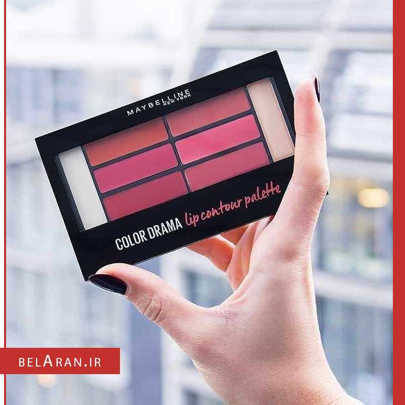پالت رژلب و کانتور لب میبلین کالر دراما 2-محصولات میبلین-لوازم آرایش اورجینال-بلاران Maybelline color drama lip contour palette 02 crimson vixen Finish Concealer-belaran