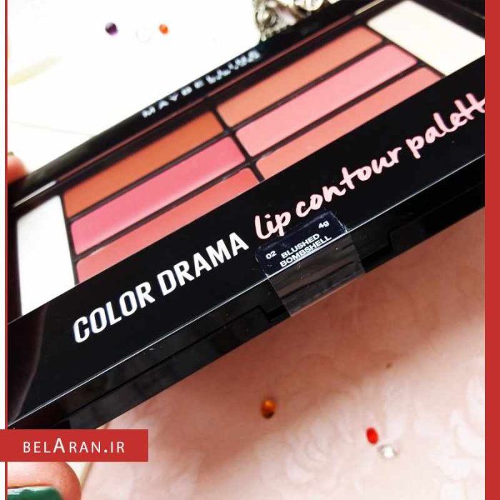 پالت رژلب و کانتور لب میبلین کالر دراما 2-محصولات میبلین-لوازم آرایش اورجینال-بلاران Maybelline color drama lip contour palette 02 crimson vixen Finish Concealer-belaran