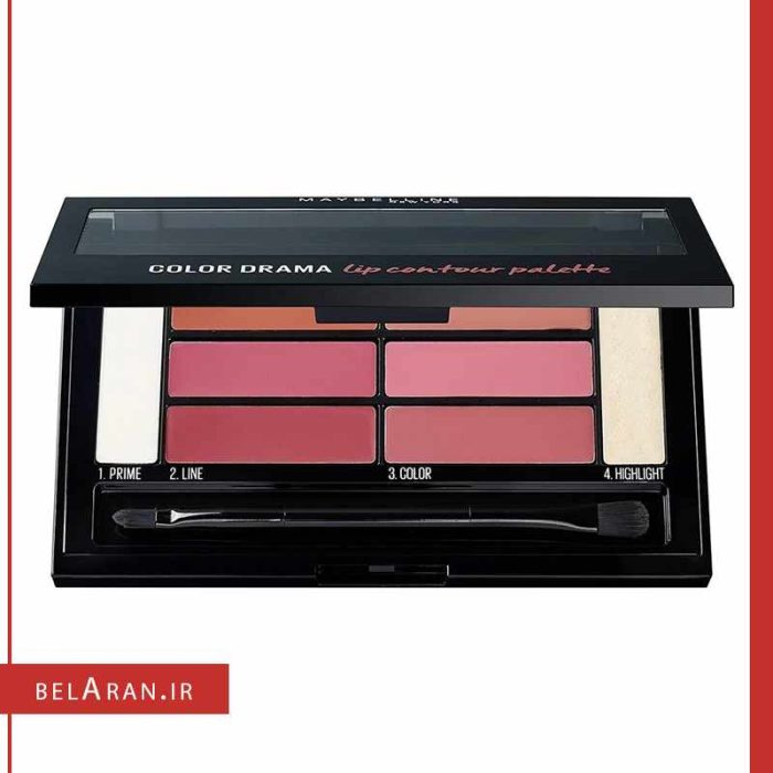 پالت رژلب و کانتور لب میبلین کالر دراما 2-محصولات میبلین-لوازم آرایش اورجینال-بلاران Maybelline color drama lip contour palette 02 crimson vixen Finish Concealer-belaran