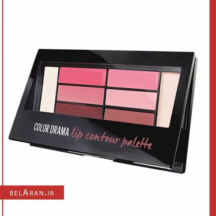 پالت رژلب و کانتور لب میبلین کالر دراما 2-محصولات میبلین-لوازم آرایش اورجینال-بلاران Maybelline color drama lip contour palette 02 crimson vixen Finish Concealer-belaran
