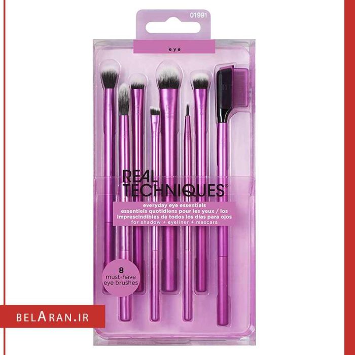 براش سایه چشم ریل تکنیک ست 8 عددی-خرید لوازم آرایش اورجینال بلاران Real Techniques Everyday Eye Essentials Brush Set