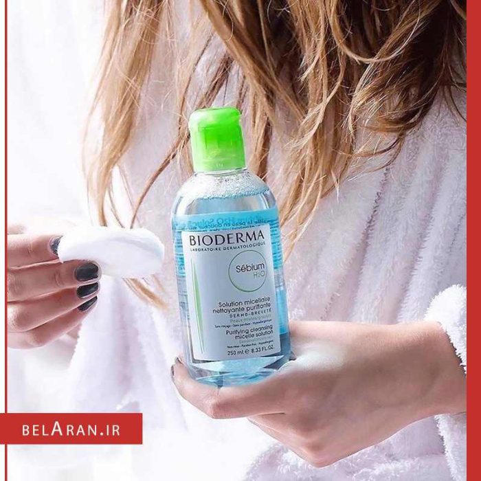 میسلاور پوست چرب و مستعد آکنه بایودرما-خرید لوازم آرایش اورجینال بلاران Bioderma Sebium H2O Purifying Micellar Cleansing Water and Makeup Removing Solution for Combination to Oily Skin