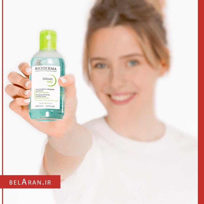 میسلاور پوست چرب و مستعد آکنه بایودرما-خرید لوازم آرایش اورجینال بلاران Bioderma Sebium H2O Purifying Micellar Cleansing Water and Makeup Removing Solution for Combination to Oily Skin