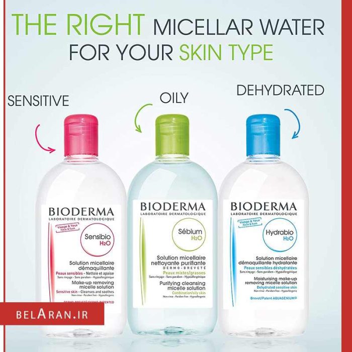 میسلاور پوست چرب و مستعد آکنه بایودرما-خرید لوازم آرایش اورجینال بلاران Bioderma Sebium H2O Purifying Micellar Cleansing Water and Makeup Removing Solution for Combination to Oily Skin