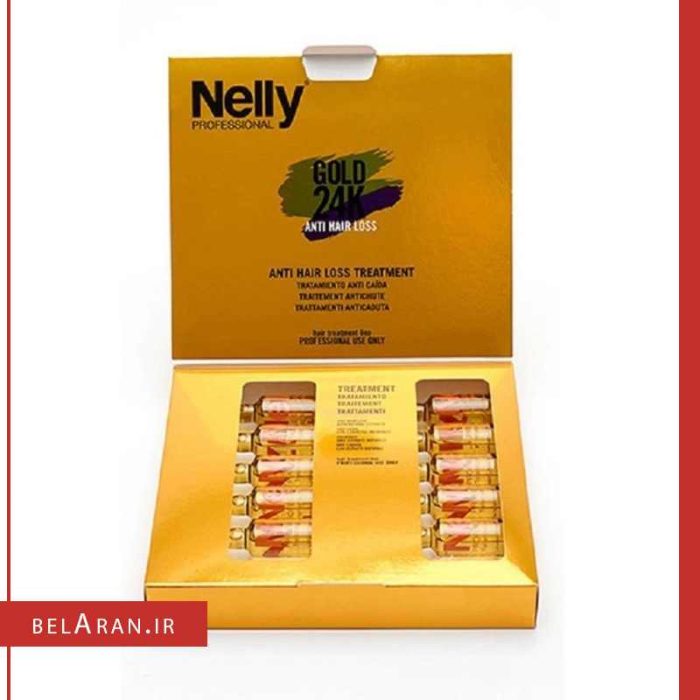 ویال تقویت مو و ضد ریزش مو گلد 24 نلی-خرید لوازم آرایش اورجینال بلاران PROFESSIONAL Nelly Gold 24k Anti Hair Loss Treatment Ampul