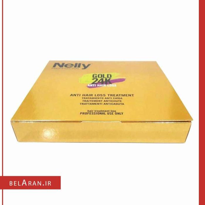 ویال تقویت مو و ضد ریزش مو گلد 24 نلی-خرید لوازم آرایش اورجینال بلاران PROFESSIONAL Nelly Gold 24k Anti Hair Loss Treatment Ampul