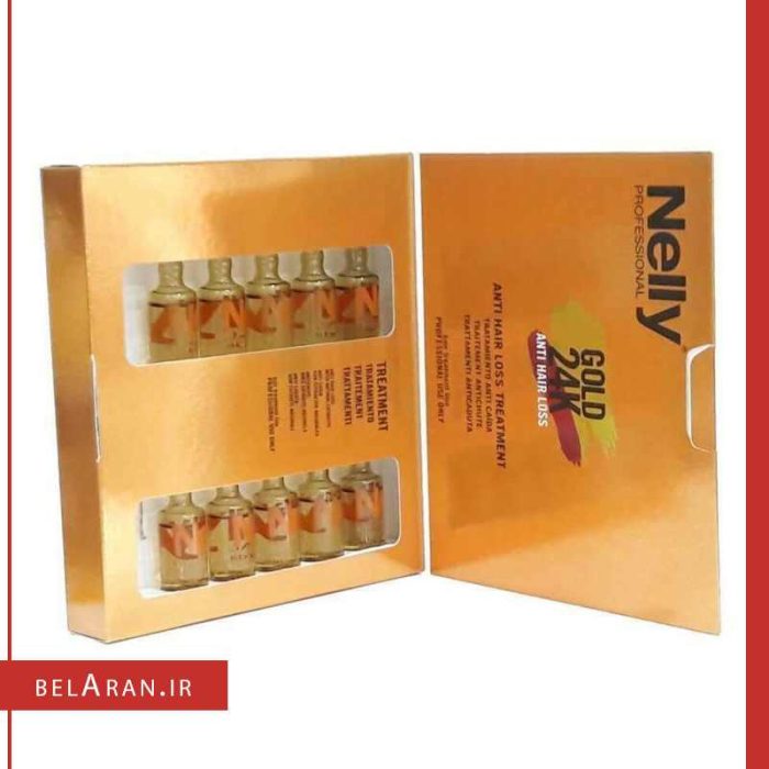 ویال تقویت مو و ضد ریزش مو گلد 24 نلی-خرید لوازم آرایش اورجینال بلاران PROFESSIONAL Nelly Gold 24k Anti Hair Loss Treatment Ampul