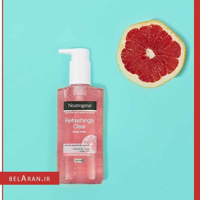 ژل شستشوی صورت گریپ فروت نوتروژینا-خرید لوازم آرایش اورجینال بلاران Neutrogena Refreshingly Clear Facial Wash with Pink Grapefruit and Vitamin