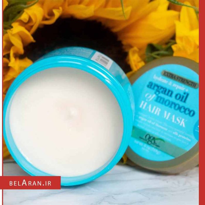ماسک مو آرگان او جی ایکس-محصولات او جی ایکس-لوازم آرایش اورجینال-بلاران OGX Extra Strength hydrate revieve Argan Oil of Morocco hair mask-belaran