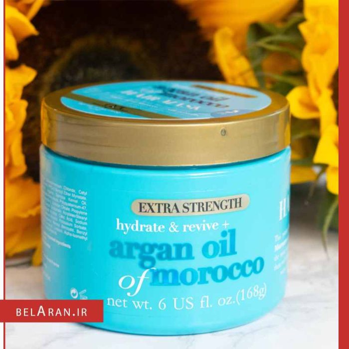 ماسک مو آرگان او جی ایکس-محصولات او جی ایکس-لوازم آرایش اورجینال-بلاران OGX Extra Strength hydrate revieve Argan Oil of Morocco hair mask-belaran