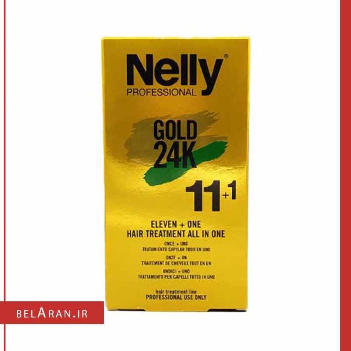 کرم مو 12 کاره نلی ترمیم کننده مو نلی طلای 24-محصولات نلی-لوازم آرایش اورجینال-بلاران Nelly Gold 11+1 24K ELEVEN + ONE hair treament all om one-belaran