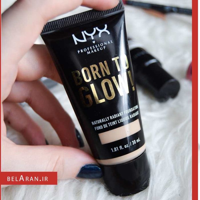کرم پودر نیکس بورن تو گلو-محصولات نیکس-خرید لوازم آرایش اورجینال-بلاران NYX PROFESSIONAL MAKEUP Born To Glow Naturally Radiant Foundation belaran