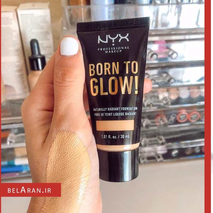 کرم پودر نیکس بورن تو گلو-محصولات نیکس-خرید لوازم آرایش اورجینال-بلاران NYX PROFESSIONAL MAKEUP Born To Glow Naturally Radiant Foundation belaran
