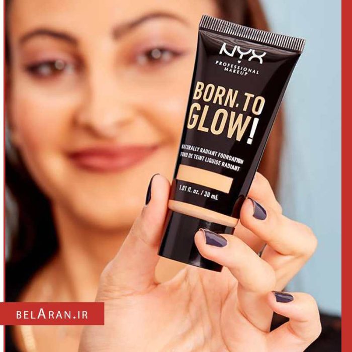 کرم پودر نیکس بورن تو گلو-محصولات نیکس-خرید لوازم آرایش اورجینال-بلاران NYX PROFESSIONAL MAKEUP Born To Glow Naturally Radiant Foundation belaran
