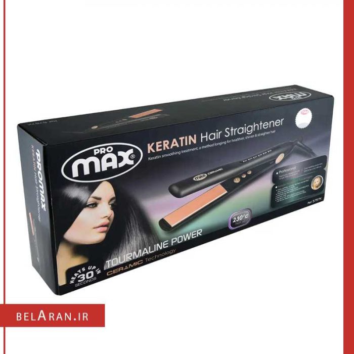 اتو مو کراتین پرومکس مدل 5757K-محصولات پرومکس-خرید لوازم آرایش اورجینال بلاران promax keratin hair straightener 5757k tourmaline power ceramic technology belaran