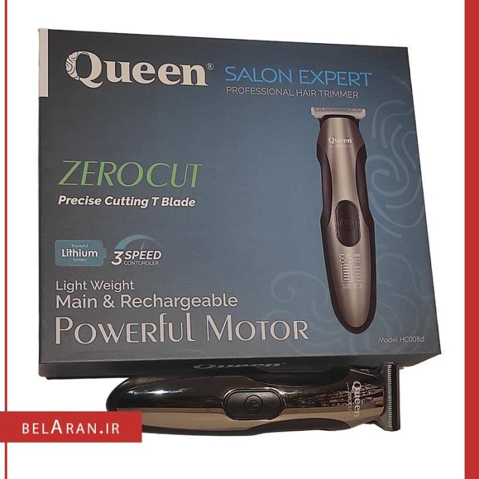 ماشین اصلاح تریمر شارژی کویین مدل hc008d-محصولات کویین-خرید لوازم آرایش اورجینال-بلاران Queen HC008D Zero Cut Salon Expert Hair Trimmer belaran