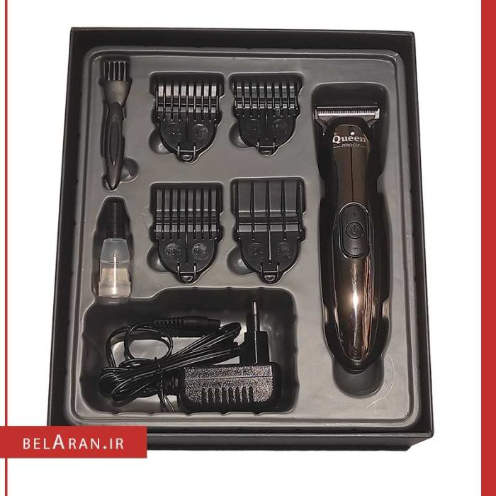 ماشین اصلاح تریمر شارژی کویین مدل hc008d-محصولات کویین-خرید لوازم آرایش اورجینال-بلاران Queen HC008D Zero Cut Salon Expert Hair Trimmer belaran