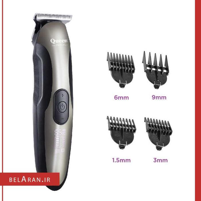 ماشین اصلاح تریمر شارژی کویین مدل hc008d-محصولات کویین-خرید لوازم آرایش اورجینال-بلاران Queen HC008D Zero Cut Salon Expert Hair Trimmer belaran