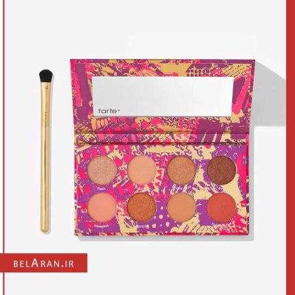 پالت سایه تارت-محصولات تارت-آرایشی تارت-خرید لوازم آرایش اورجینال-بلاران tarte Dare To Live Eye Set Neutral Palette And Eyebrush Full Size NIB belaran