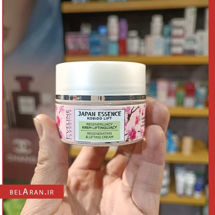 کرم لیفت شکوفه ژاپنی اولاین-محصولات اولاین-خرید لوازم آرایش اورجینال-بلاران Eveline Japan Essence Regenerating Lifting Day and Night Cream for Mature and Very Dry Skin 50ml belaran